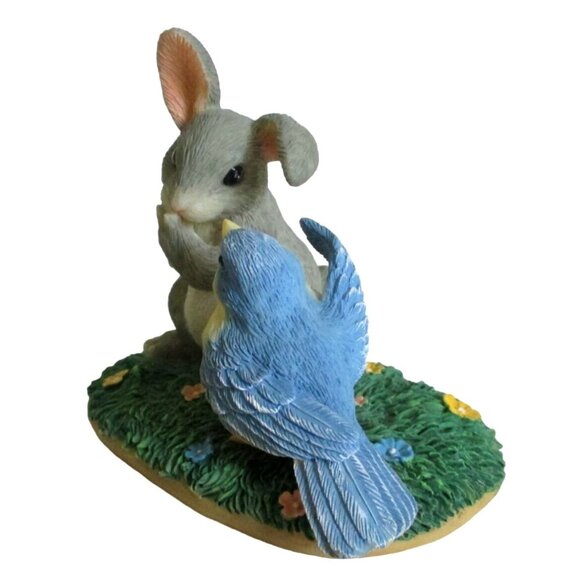 Fitz Floyd Charming Tails Binkey Bunny Bluebird Figurine A Little Bird Told Me - Picture 5 of 8